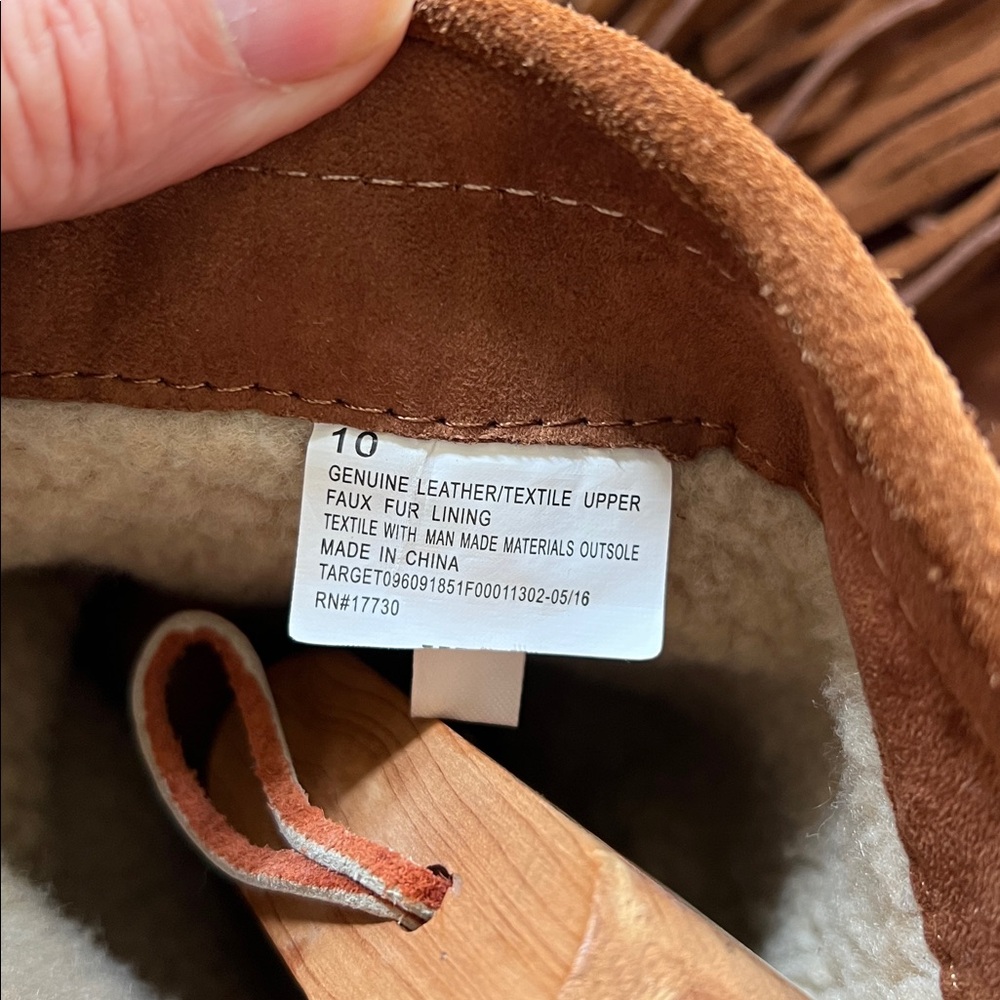 MOSSIMO Ankle Boots Double Fringe Suede Leather Chestnut Brown Women's Size 10 - Picture 8 of 11